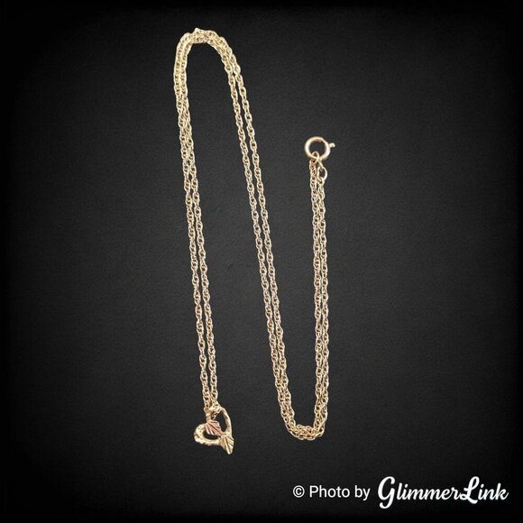 Vintage Stamper SBHG 10K Heart Leaf Dainty Pendant & Gold Filled Chain - Picture 3 of 11